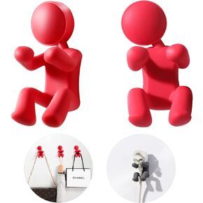 Multifunction Bathroom Silicone Hook,Creative Bedroom Wall Hooks,Waterproof Shower Hook,for Razor,Key,Spatulas and More,Kitchen Storage Essentials,Fun Gifts for Friend(Doll Shape) (6-pcs Red)