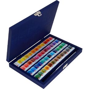 WHITE NIGHTS Extra Fine Artists Grade Professional Watercolors Set of 36 Full Pans with Squirrel Brush in a Blue Birch box by Nevskaya Palitra…