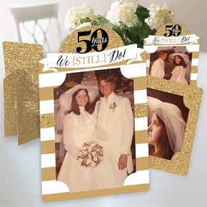 Big Dot of Happiness We Still Do - 50th Wedding Anniversary - Anniversary Party 4x6 Picture Display - Paper Photo Frames - Set of 12