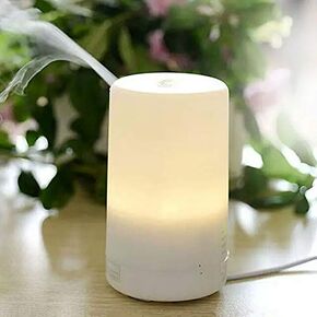 100ml USB Mini Essential Oil Diffuser, Cool Mist Humidifier, Auto Off Safety Switch - 7 Colour LED Lights and 4 Timer Settings for Home Office Car Travel Diffuser (Wood Grain)