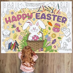 St Patrick's Day Coloring Poster 43.3x31.5 Inches Giant Drawing Paper Crafts for Kids Table Decorations, Shamrock Coloring Activity Paper Mats Color Your Own Spring Crafts Mats for Classroom Party