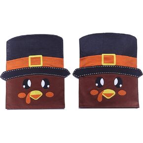 Thanksgiving Holiday Turkey Dining Chair Back Slip Covers - Set of 2