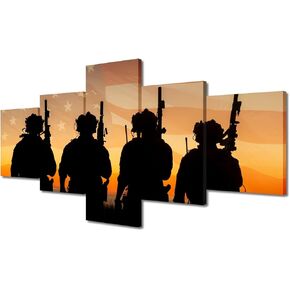 TUMOVO USA Flag Canvas Paintings American Flag WWII Bedroom Wall Art Patriotic Concept Contemporary Home Decor Bathroom Decor Wall Art Modern Artwork Ready to Hang for Living Room Office, 60" Wx40 H