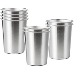 8 Pack 6 oz Stainless Steel Cups for Kids, BPA Free Healthy Metal Shatterproof Stackable Pint Drinking Cups