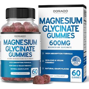Magnesium Glycinate Gummies 600mg (60mg of Elemental Magnesium Provided by 600mg of Magnesium Glycinate) Magnesium Gummies - Pure Magnesium Glycinate Gummies for Adults - 60 Vegan Gummies - USA Made