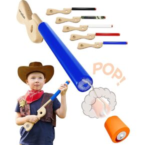 لعبة Blue Toy Pop Gun للأطفال - مسدسات لعبة خشبية للأولاد من سن 3 إلى 7 سنوات - مسدس مزيف بلمسة نهائية من الخشب القوي وغطاء بوبر بلاستيكي - بنادق يدوية ممتعة وألعاب مسدس للأطفال الصغار والكبار - صنع في الولايات المتحدة الأمريكية in Kuwait