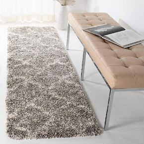 SAFAVIEH Hudson Shag Collection Runner Rug - 2'3" x 8', Grey & Ivory, Modern Trellis Design, Non-Shedding & Easy Care, 2-inch Thick Ideal for High Traffic Areas in Living Room, Bedroom (SGH269F)