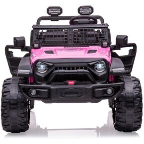 24V Kids Ride on 2 Seaters Electric Car with Remote Control, 2*120W Motors Battery Powered 20" Extra Large Seats+15.5" XL Wheels,LED Headlights, Front Storage, Bottle Holder, FM, Music for 3+(Black) in Kuwait
