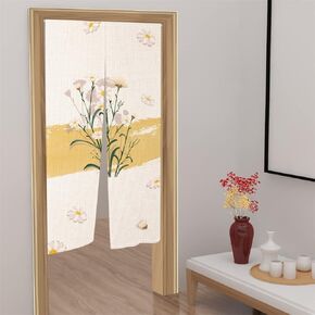 Leowefowa Long Type Japanese Noren Doorway Curtain Japanese Style Window Treatment Hanging Door Tapestry Panel for Ukiyoe Room Divider Home Decoration 33.5" Width x 70.9" Long (Daisy Flower Printed)