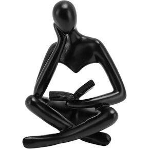 flexman Thinker Reading Statue, Resin Abstract Sitting Figure, Art Sculpture Home Decor, Bookshelf Desktop Ornament, Modern Figurines for Decorating Bedroom, Office, Living Room, Apartment (Gold