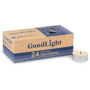 GoodLight Paraffin-Free Tea Light Candles, Made from Vegan Palm Wax, Clean-Burning, All-Natural Unscented Tealight Candles, 4-Hour Burn Time 100 CT