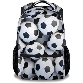 Soccer Backpacks Kids, 16 Inch Cute Backpack for School, White Lightweight Bookbag for Boys