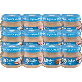Gerber 2nd Foods 12 Total 2.5 Ounce Jars of Each Flavor (3 Turkey & Turkey Gravy, 3 Ham and Ham Gravy, 3 Chicken & Chicken Gravy, 3 Beef and Gravy)
