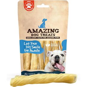 Amazing Dog Treats - Large Collagen Stick - (12 Inch - 4 Count) - Collagen Beef Cheek Rolls for Dogs - 100% Pure Collagen Sticks for Dogs - No Hide Bones for Dogs