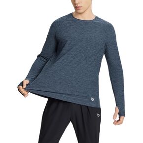 BALEAF Men's Long Sleeve Soft Shirts Running Athletic Workout Tee Shirts Lightweight Quick Dry with Zipper Pocket