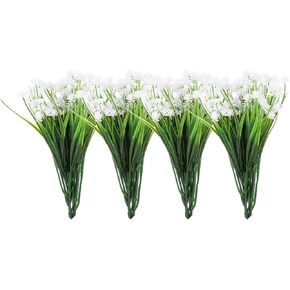 MECCANIXITY Artificial Flower Heads, Plastic Fake Mini Peony Plants Hydrangea White Faux Flowers Decoration for Indoor Outside Garden Home Decorations Pack of 6