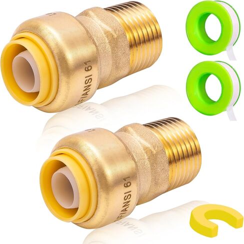 Pex Fitting Straight Coupling Push Fit PEX Fittings，Straight Connector Plumbing Fitting, Male Adapter 3/4 x3/4 Inch Push Fit PEX Fittings，Push-to-Connect Copper, CPVC,Lead-free(2-Pack) in Saudi Arabia