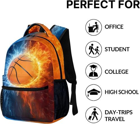 Football Backpack for Boys, Cool Fire and Ice Football Backpack for School, Youth Kids Football Bookbag, Elementary Middle School Sport Balls Kids Backpack Water Resistant Bookbags, 16 Inch in Saudi Arabia