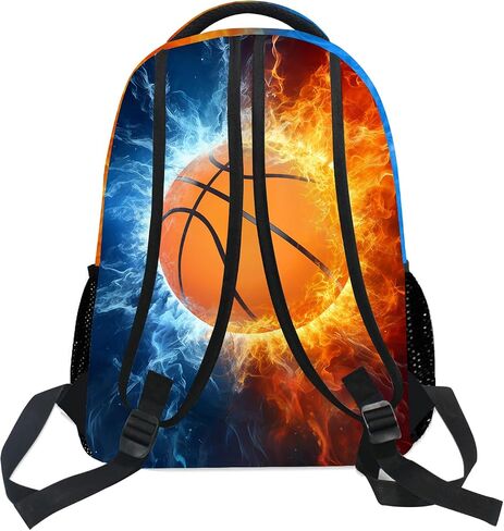 Football Backpack for Boys, Cool Fire and Ice Football Backpack for School, Youth Kids Football Bookbag, Elementary Middle School Sport Balls Kids Backpack Water Resistant Bookbags, 16 Inch in Saudi Arabia
