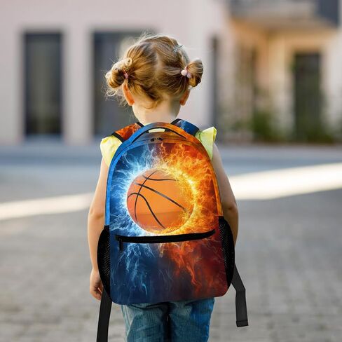 Football Backpack for Boys, Cool Fire and Ice Football Backpack for School, Youth Kids Football Bookbag, Elementary Middle School Sport Balls Kids Backpack Water Resistant Bookbags, 16 Inch in Saudi Arabia