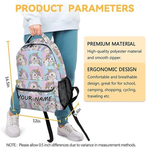 Unicorn Backpacks for Girls, 16 Inch Cute Print Kids Backpack for School, Pink Lightweight Bookbag for Travel in Saudi Arabia