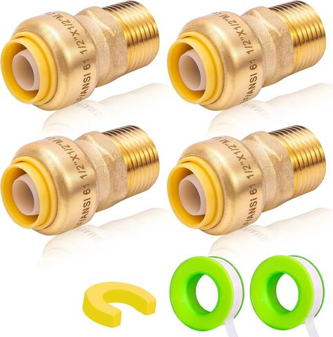 Pex Fitting Straight Coupling Push Fit PEX Fittings，Straight Connector Plumbing Fitting, Male Adapter 3/4 x3/4 Inch Push Fit PEX Fittings，Push-to-Connect Copper, CPVC,Lead-free(2-Pack) in Saudi Arabia