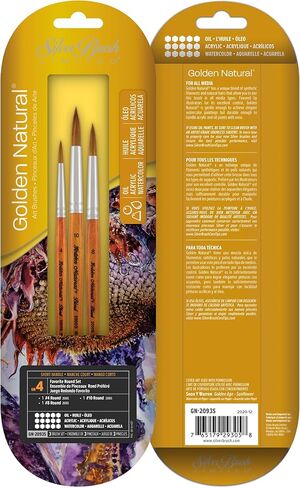 Silver Brush Limited GN-2091S Golden Natural Art Brush Set, Watercolor, Oil, and Acrylic Paintbrushes, 4-Piece Set in Saudi Arabia