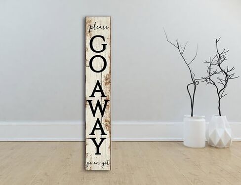 TYmall Funny Vertical Welocme Sign Rustic Go Away Porch Sign Farmhouse Wooden Welcome Sign For Front Door Outdoor Indoor Decor 8X48Inch in Saudi Arabia