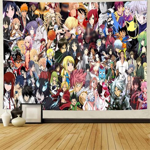 Timimo Anime Tapestry - Poster Decoration Wall Art Background Large Bedroom Hanging Birthday Party Decoration, 60x80in (Anime Heroes Tapestry) in Saudi Arabia
