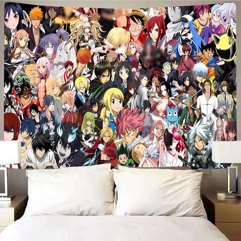 Timimo Anime Tapestry - Poster Decoration Wall Art Background Large Bedroom Hanging Birthday Party Decoration, 60x80in (Anime Heroes Tapestry) in Saudi Arabia
