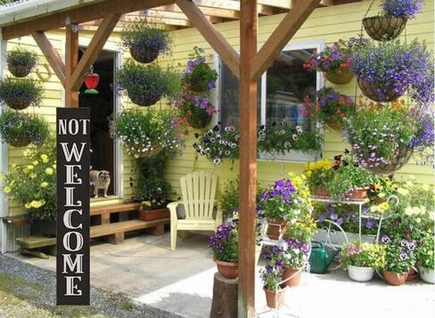 TYmall Funny Vertical Welocme Sign Rustic Go Away Porch Sign Farmhouse Wooden Welcome Sign For Front Door Outdoor Indoor Decor 8X48Inch in Saudi Arabia