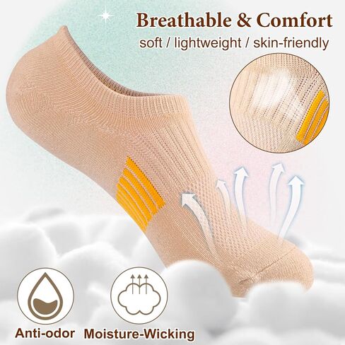 5 أزواج من الجوارب النسائية ذات القطع المنخفضة، جوارب كاحل رياضية غير مرئية مبطنة للجري والصالة الرياضية in Kuwait