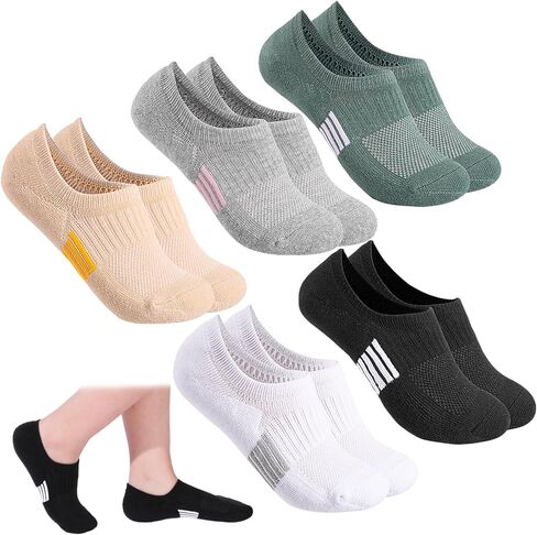 5 أزواج من الجوارب النسائية ذات القطع المنخفضة، جوارب كاحل رياضية غير مرئية مبطنة للجري والصالة الرياضية in Kuwait