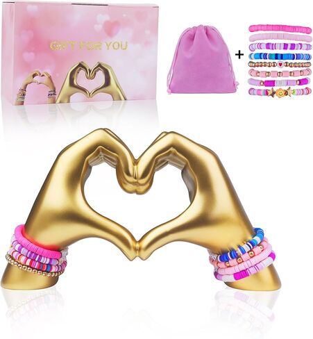 aoligrace نحت الأيدي على شكل قلب مع الأساور، ديكور غرفة جمالي لإصبع الحب، ديكور بيج لغرفة المعيشة وغرفة النوم ورف الكتب، هدايا عيد ميلاد الذكرى السنوية للزفاف للنساء والفتيات in Kuwait