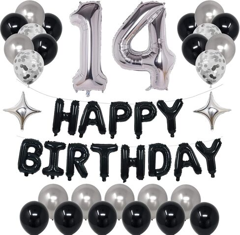 24th Black Silver Birthday Party Decorations for Men Women, Happy 24 Birthday Party Supplies with Black Happy Birthday Banner, Silver Foil Stars, Happy Birthday Balloons for 24th Birthday in Kuwait
