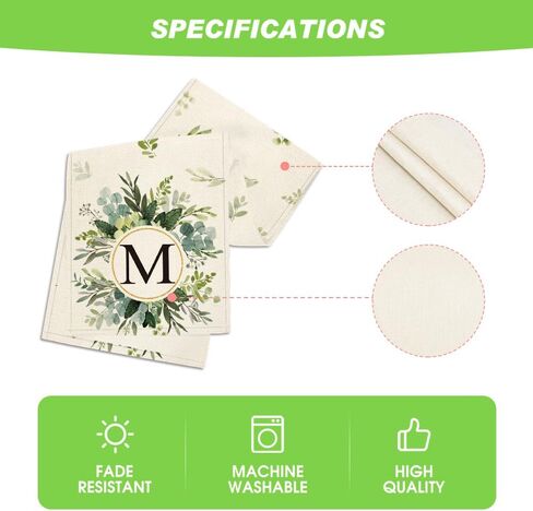 Artoid Mode Letter M Eucalyptus Table Runner, Seasonal Kitchen Dining Table Decoration for Home Party Decor 13x72 Inch in Saudi Arabia
