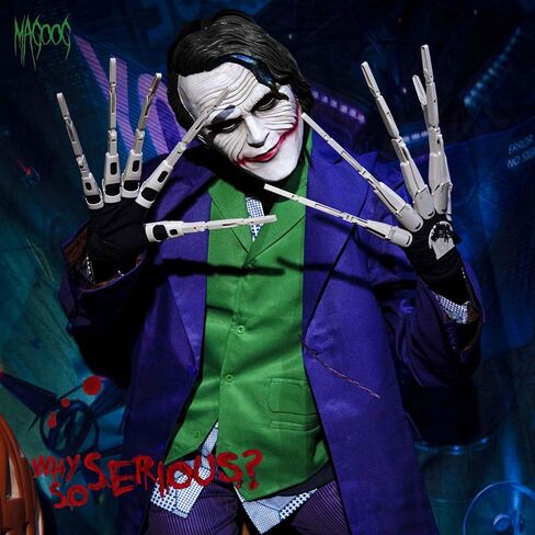 أصابع مفصلية من Magoog Halloween مع قفازات منقوشة، وصلات أصابع مفصلية، يد مخلب عظم هيكل عظمي مخيف، مخالب أصابع دعائم الهالوين، تناسب معظم أحجام الأصابع، أسود in Kuwait