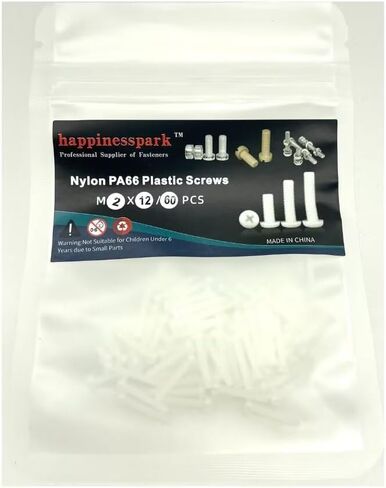 Nylon PA66 Plastic White Color Metric Phillips Pan Head Screws M2X20 60PCS in Saudi Arabia