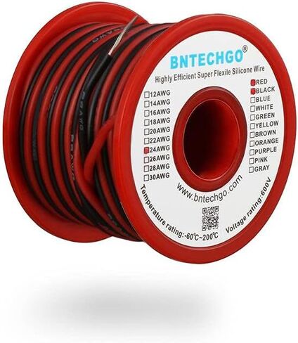BNTECHGO 24 Gauge Silicone Wire Spool Red and Black Each 25ft 2 Separate Wires Flexible 24 AWG Stranded Tinned Copper Wire in Saudi Arabia