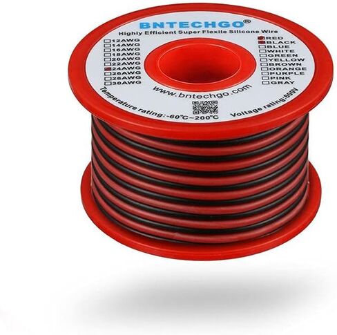 BNTECHGO 24 Gauge Silicone Wire Spool Red and Black Each 25ft 2 Separate Wires Flexible 24 AWG Stranded Tinned Copper Wire in Saudi Arabia