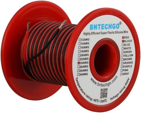 BNTECHGO 24 Gauge Silicone Wire Spool Red and Black Each 25ft 2 Separate Wires Flexible 24 AWG Stranded Tinned Copper Wire in Saudi Arabia