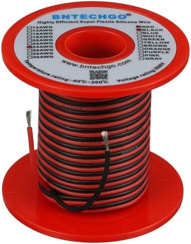 BNTECHGO 24 Gauge Silicone Wire Spool Red and Black Each 25ft 2 Separate Wires Flexible 24 AWG Stranded Tinned Copper Wire in Saudi Arabia
