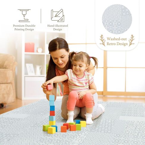 Premium Exercise & Baby Foam Play Mats - Stylish & Large Non-Toxic Puzzle Floor Mat - 6 Tiles - Spacious 6ft x 4ft - Peel-Resistant Reinforced Version - Soft, Thick, Waterproof -Totem Beige in Kuwait
