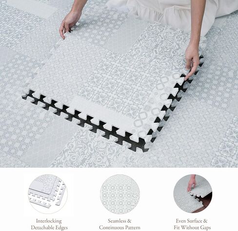 Premium Exercise & Baby Foam Play Mats - Stylish & Large Non-Toxic Puzzle Floor Mat - 6 Tiles - Spacious 6ft x 4ft - Peel-Resistant Reinforced Version - Soft, Thick, Waterproof -Totem Beige in Kuwait