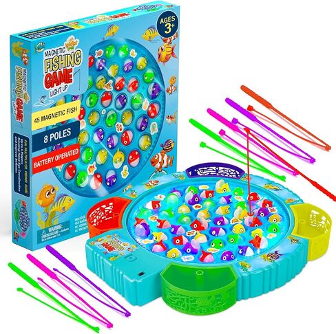 IPIDIPI TOYS Fishing Game for Kids, 45 Fish and 8 Poles - Magnetic Fish Toy in Saudi Arabia