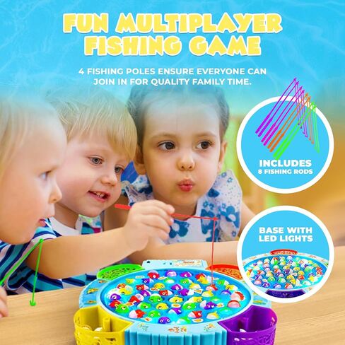 IPIDIPI TOYS Fishing Game for Kids, 45 Fish and 8 Poles - Magnetic Fish Toy in Saudi Arabia