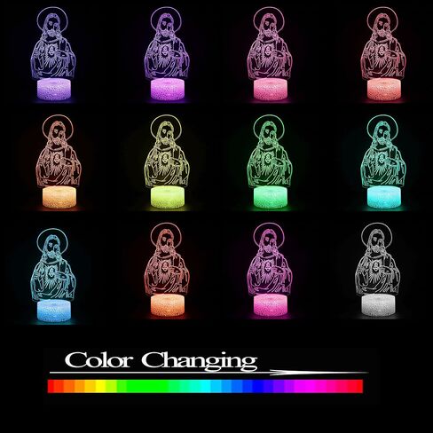 Jesus Night Light, Christian gifts for girls 3D Illusion Lamp Jesus Lights, 16 Colors & Flashing Modes with Remote Control Opreated Dimmable Christmas Birthday Religious Gifts for Boys Girls Kids Ch in Saudi Arabia