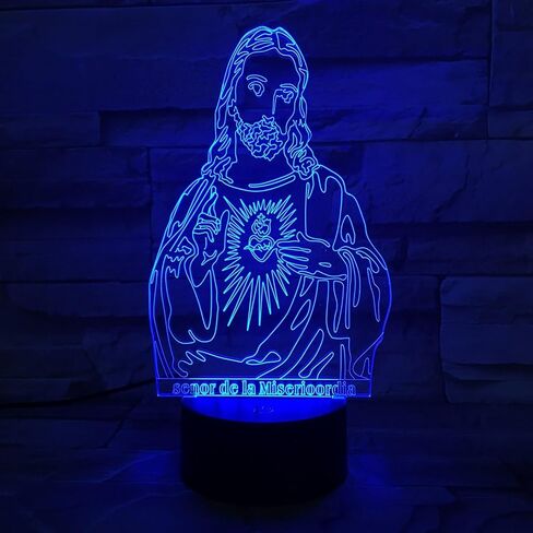 Jesus Night Light, Christian gifts for girls 3D Illusion Lamp Jesus Lights, 16 Colors & Flashing Modes with Remote Control Opreated Dimmable Christmas Birthday Religious Gifts for Boys Girls Kids Ch in Saudi Arabia