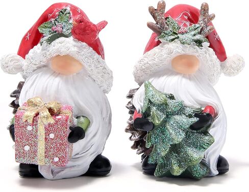 Hodao 2 PCS Christmas Gnomes Decorations Xmas Hat Gnomes Figurines Christmas Gnomes Decor Handmade Elf Scandinavian Tomte Gnomes States for Xmas Decor Gift - Christmas Party Gnomes Decor in Saudi Arabia