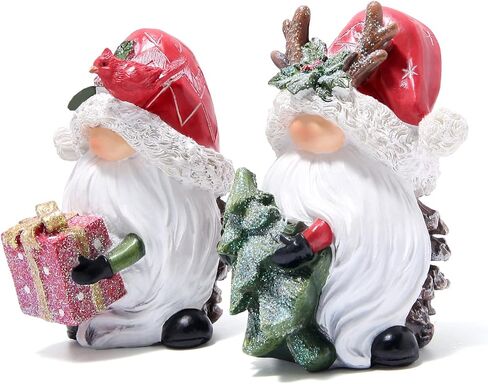 Hodao 2 PCS Christmas Gnomes Decorations Xmas Hat Gnomes Figurines Christmas Gnomes Decor Handmade Elf Scandinavian Tomte Gnomes States for Xmas Decor Gift - Christmas Party Gnomes Decor in Saudi Arabia